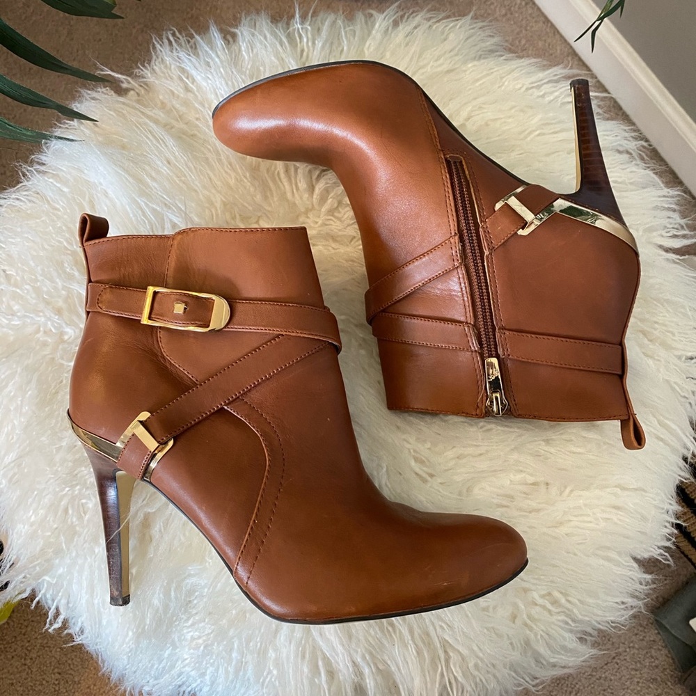 Marc Fisher Cognac Booties - image 1